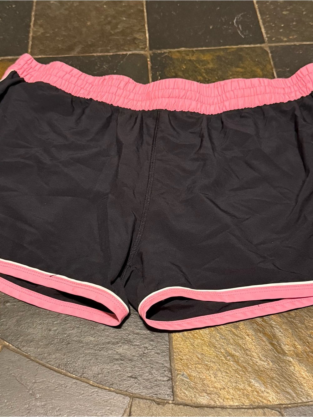 Under Armour Black Athletic Shorts with Pink Waistband and Trim